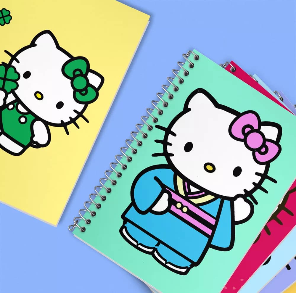 دفتر زبان 50 برگ خندالو مدل دو خط طرح هلو کیتی (Hello Kitty) کد 283 مجموعه 6 عددی — تصویر ۶
