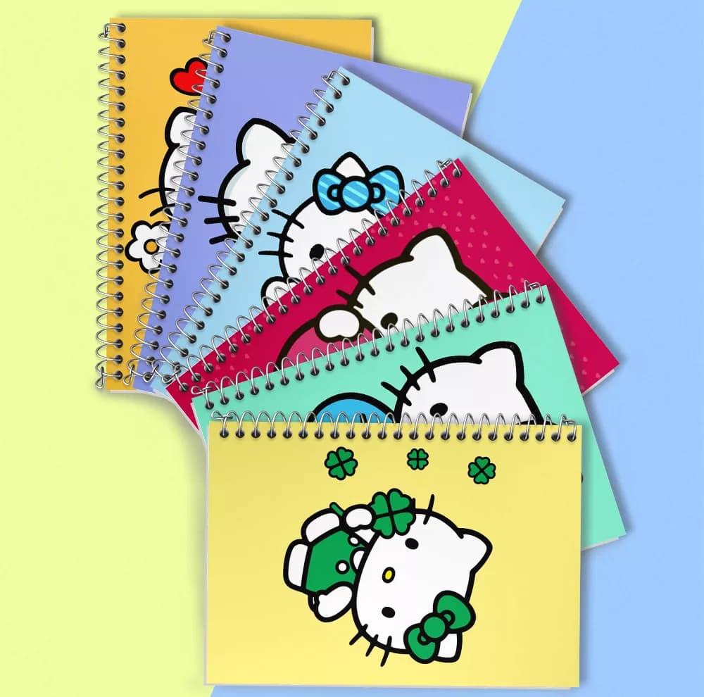 دفتر زبان 50 برگ خندالو مدل دو خط طرح هلو کیتی (Hello Kitty) کد 283 مجموعه 6 عددی — تصویر ۲