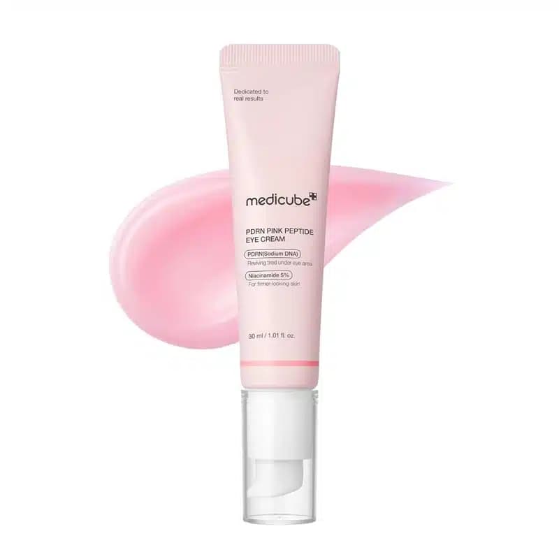 کرم دورچشم ضد چروک و روشن کننده مدی کیوب Medicube حاوی پپتاید و PDRN مدل PDRN Pink Peptide Eye Cream(30 میل)