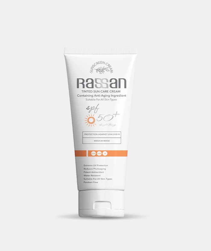 ضد آفتاب رنگی راسن spf50 فاقد چربی بژ متوسط