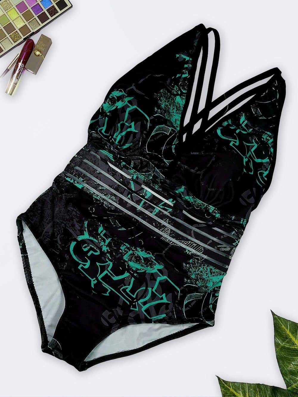 مایو شیک زنانه اسلیپ بصورت کمر شیشه ای راه راه بصورت کاپدار اسپیدو ( Speedo )