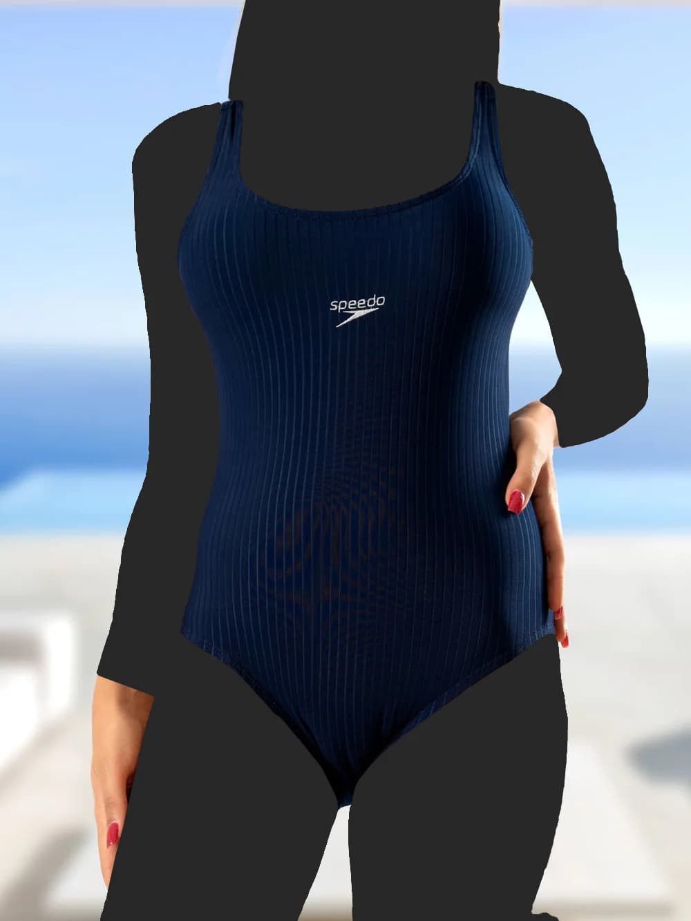 مایو اسلیپ زنانه طرح راه راه کلاسیک شیک بصورت کاپدار اسپیدو ( Speedo ) خاص — تصویر ۳