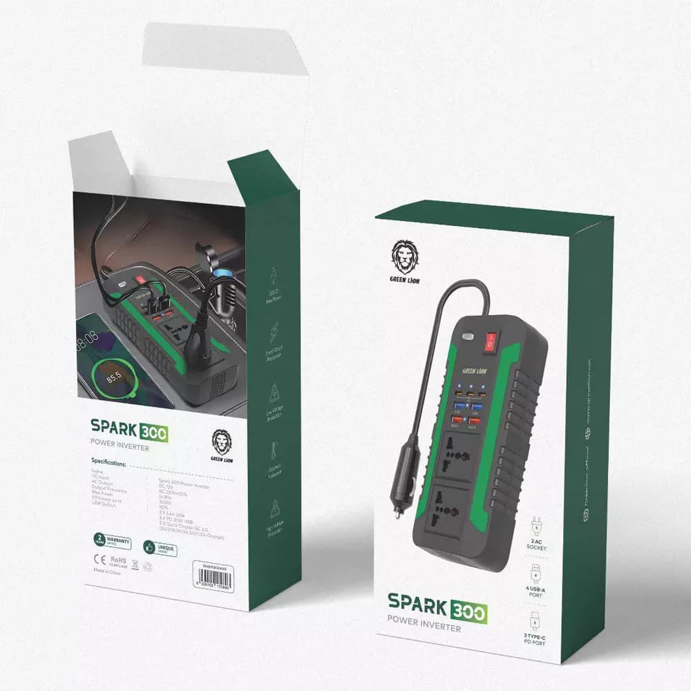 مبدل برق فندکی گرین Green Lion Spark 300 Power Inverter (اورجینال ارسال فوری) — تصویر ۵