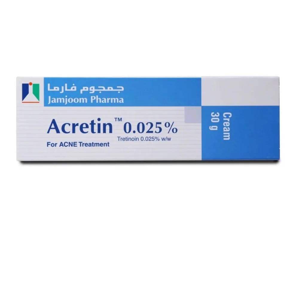 کرم ضد جوش آکرتین 0.025% تریتنوین 30 گرم | Jamjoom Pharma Acretin 0.025% Tretinoin For Acne Treatment Cream 30g