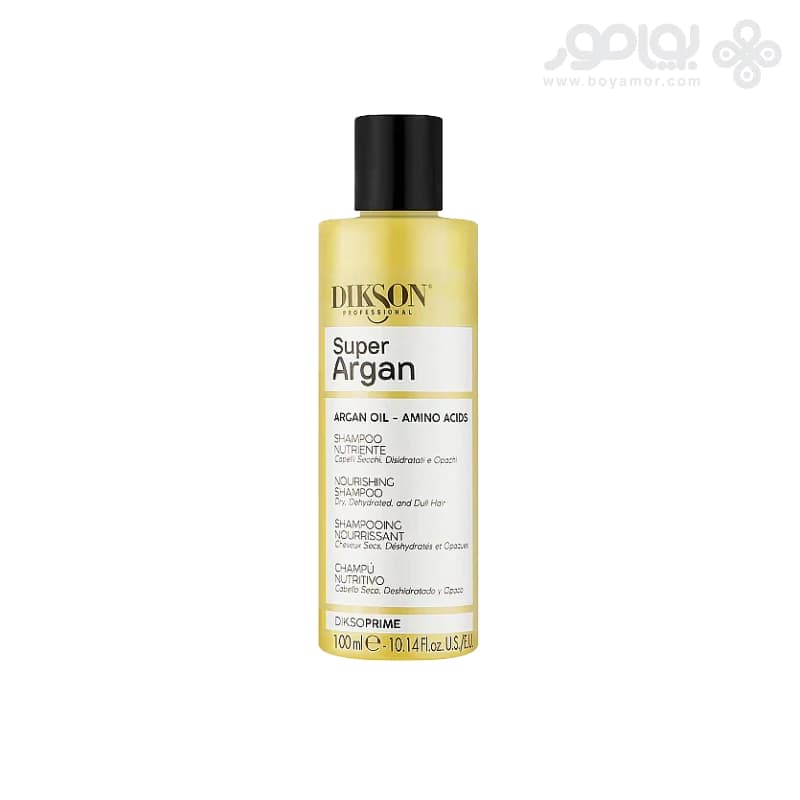 شامپو مغذی و نرم کننده دیکسون پرایم مدل SUPER ARGAN حجم 100 میل