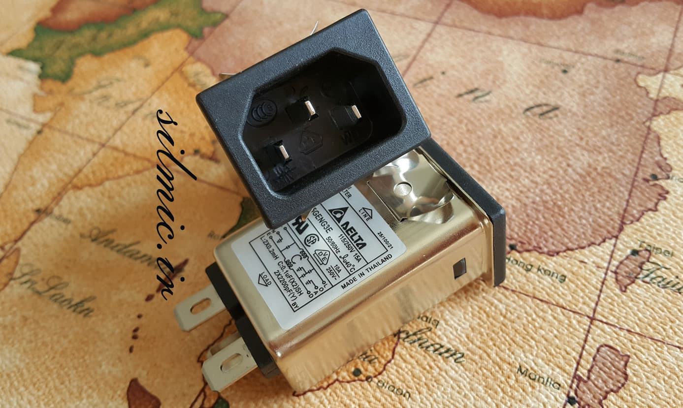 جک پاور نری با فیلتر نویز emi داخلی و توان 15 آمپر ساخت delta electronic تایوان — تصویر ۲