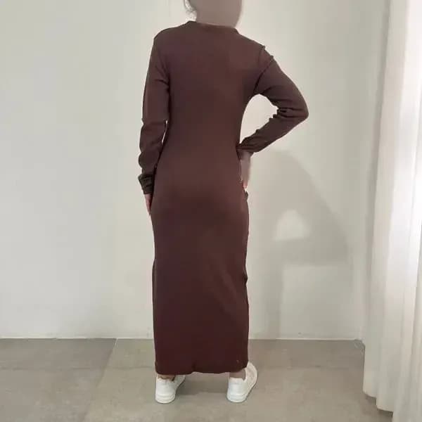 پیراهن ماکسی زنانه کبریتی آستین بلند مناسب سایز 38 تا 44 — تصویر ۱۰