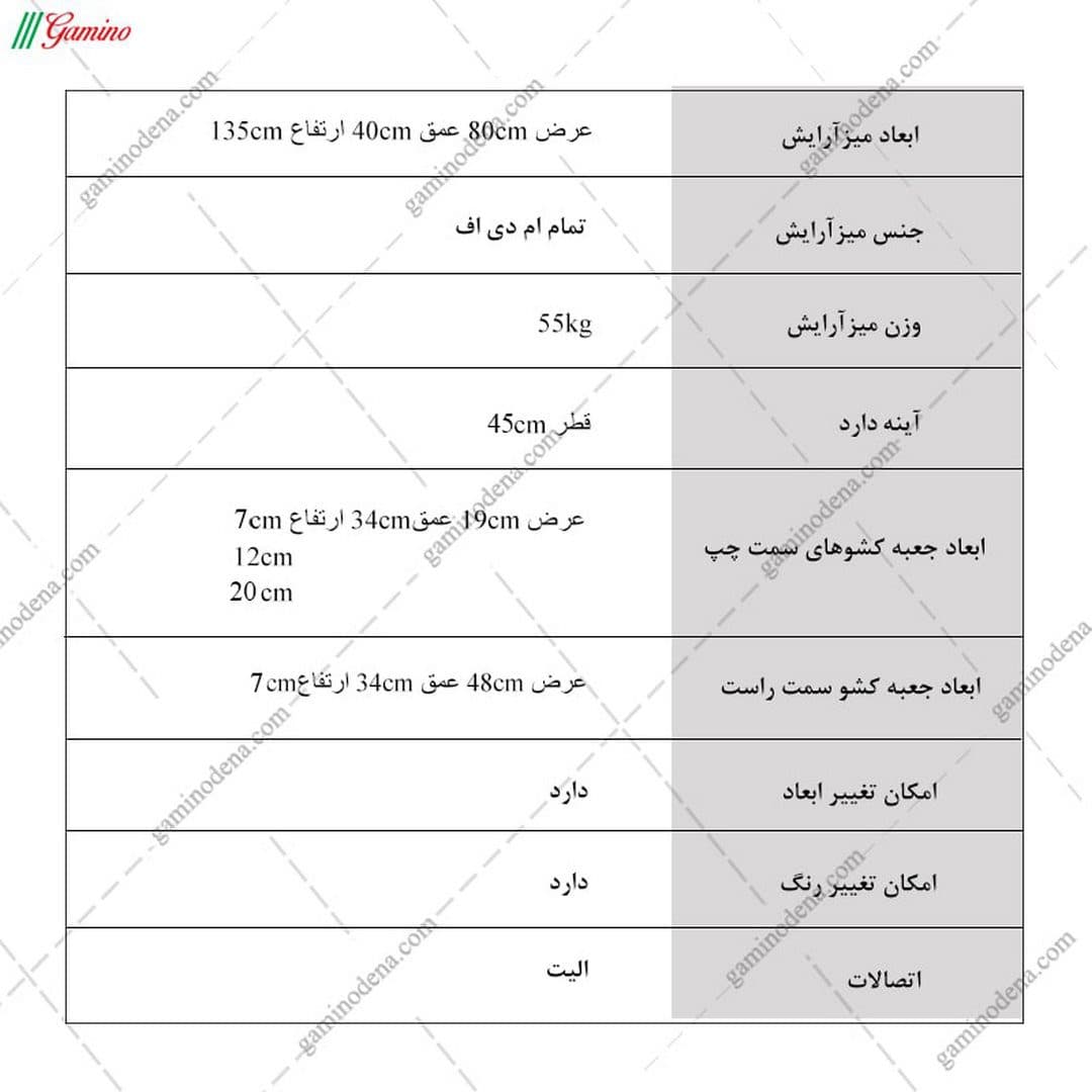 میز آرایش مدرن دخترانه ام دی اف ساده نشمین دار مدل نویان — تصویر ۷