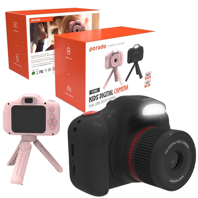 دوربین دیجیتال بهمراه پایه رومیزیPorodo Lifestyle Kids Digital Camera Dual Lens Selfie Camera lfs013