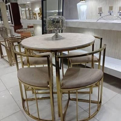 میز ناهار خوری فلزی کم جا 4نفره آبکاری مبلمان فرنا مدل 1112724 — تصویر ۲
