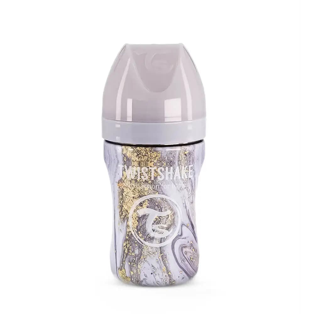 شیشه شیر استیل 260 میل تویست شیک Twistshake ماربل طوسی