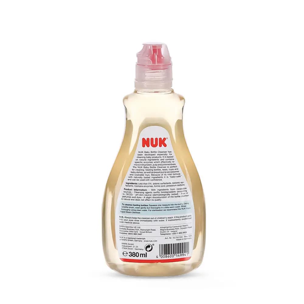 مایع شستشوی شیشه شیر ناک Nuk حجم 380 میلی لیتر — تصویر ۲