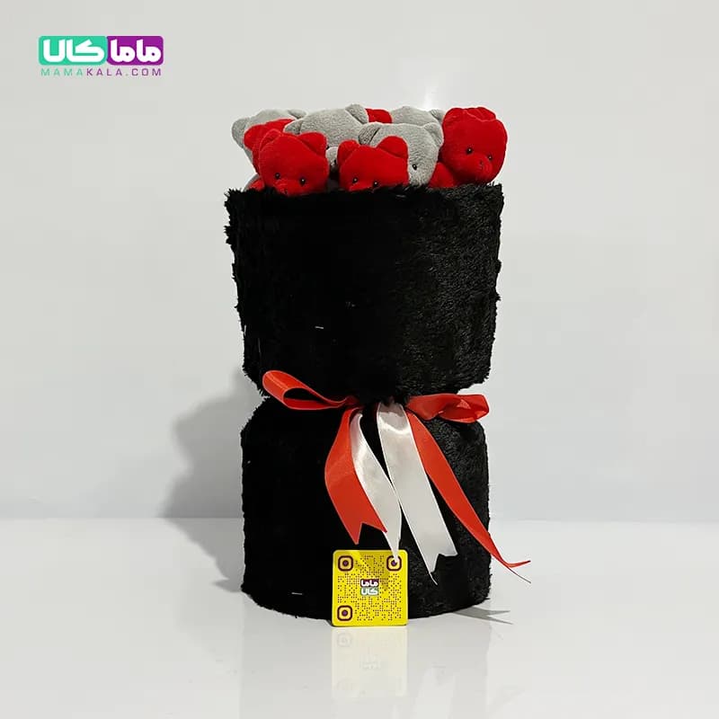 بوکت دسته گل مشکی عروسک خرس تدی کد 06 — تصویر ۲