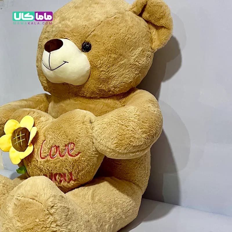 عروسک خرس سایز بزرگ مدل آفتابگردان قهوه ای 120 سانتیمتر — تصویر ۳