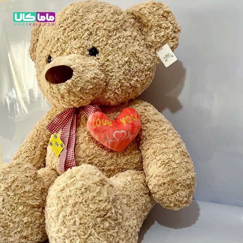 عروسک خرس تدی مدل قلب مغناطیسی کرمی 120 سانتیمتر — تصویر ۳