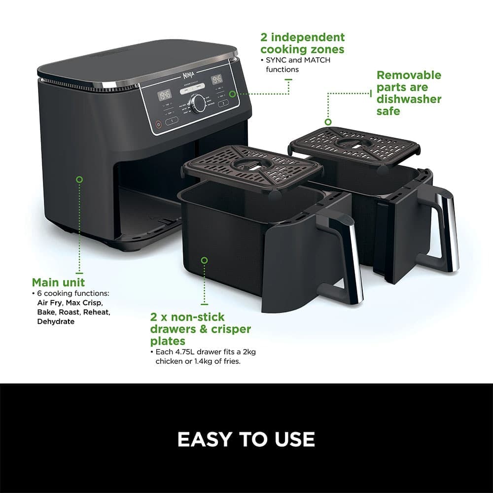 سرخکن دو قلو نینجا | Ninja Foodi MAX Dual Zone Air Fryer AF400 — تصویر ۷