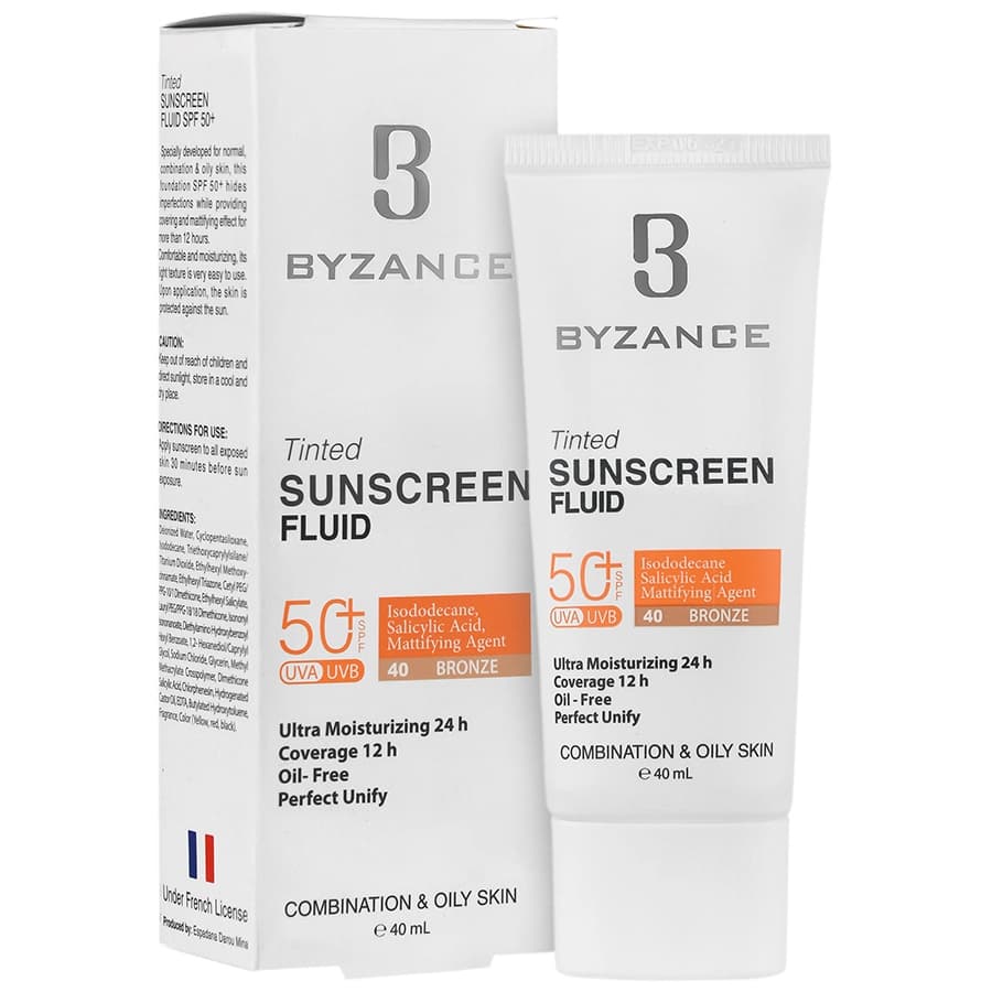 ضدآفتاب رنگي SPF50 برنز (40) پوست چرب بيزانس