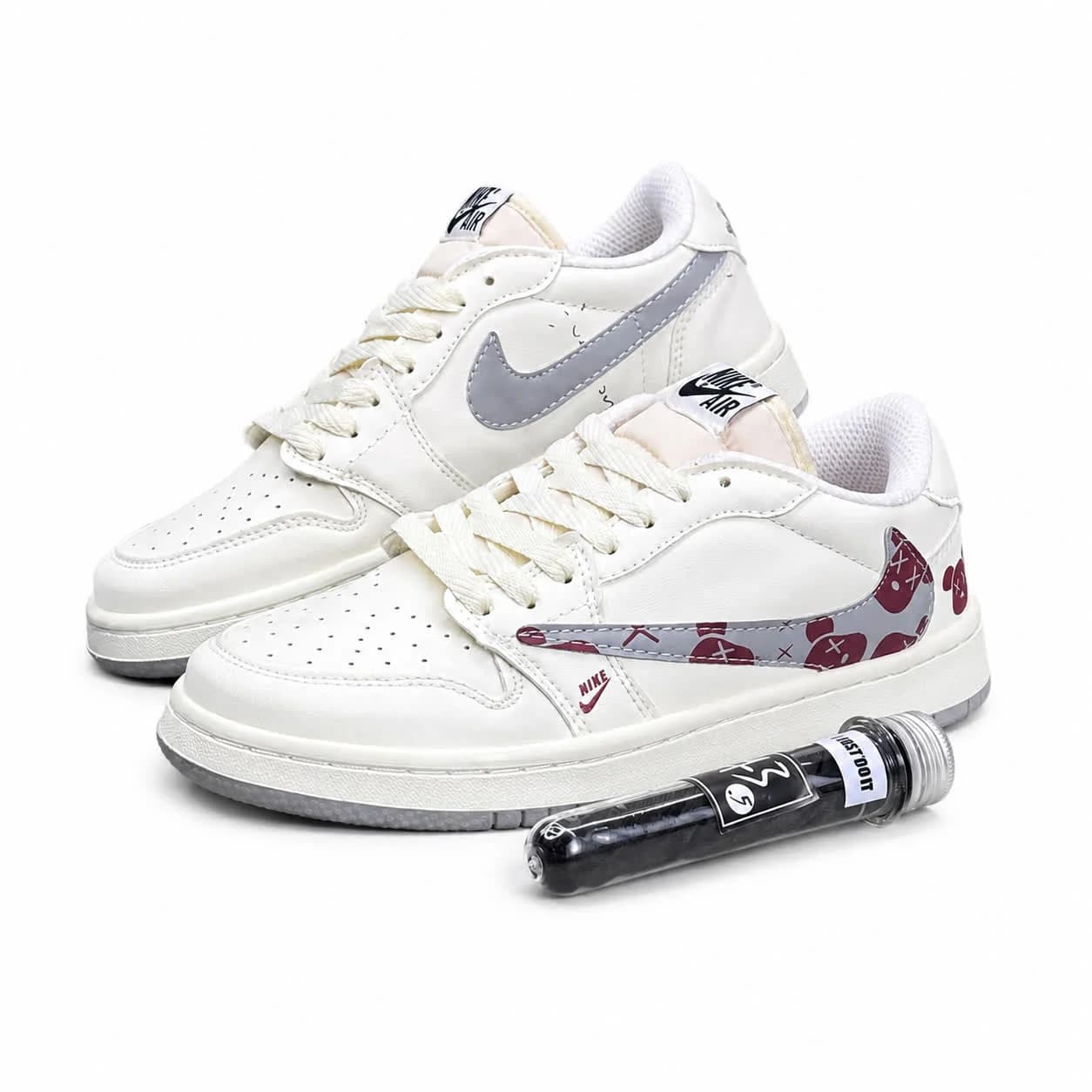 کفش کتانی مردانه مدل نایکی ترویس (کیفیت=اورجینال) کرم طوسی Nike travis — تصویر ۲