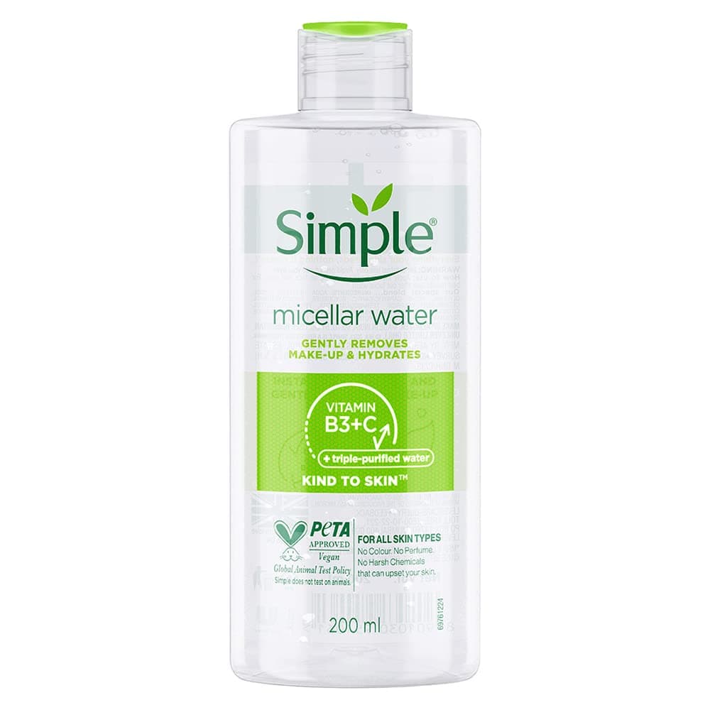 میسلار واتر آرایش صورت سیمپل مدل Gently Removes حجم200 میل اصلی