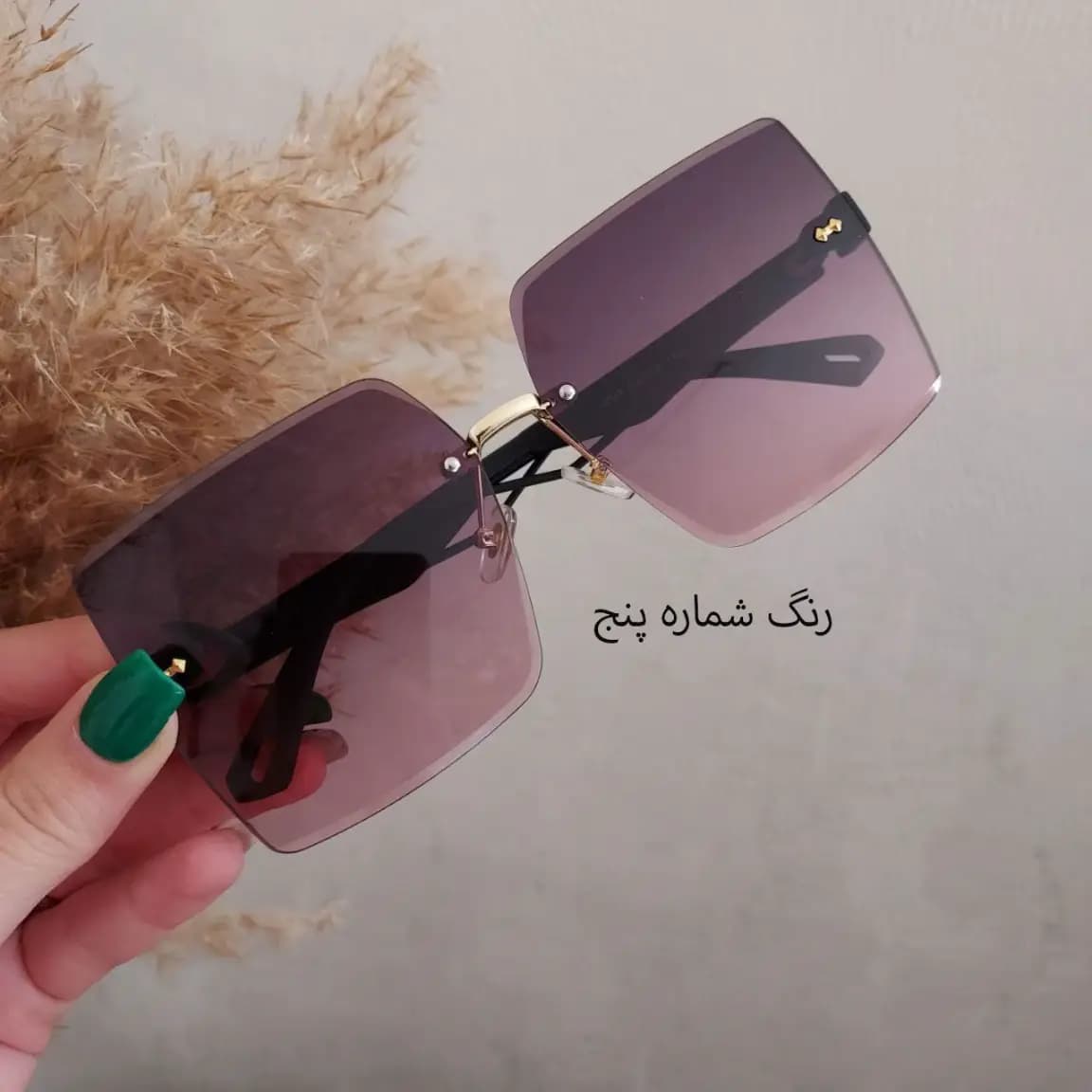 عینک آفتابی زنانه طرح جدید فریم لس مربعی | عینک آفتابی فشن لاکچری با UV400 و کیف زیپدار — تصویر ۶