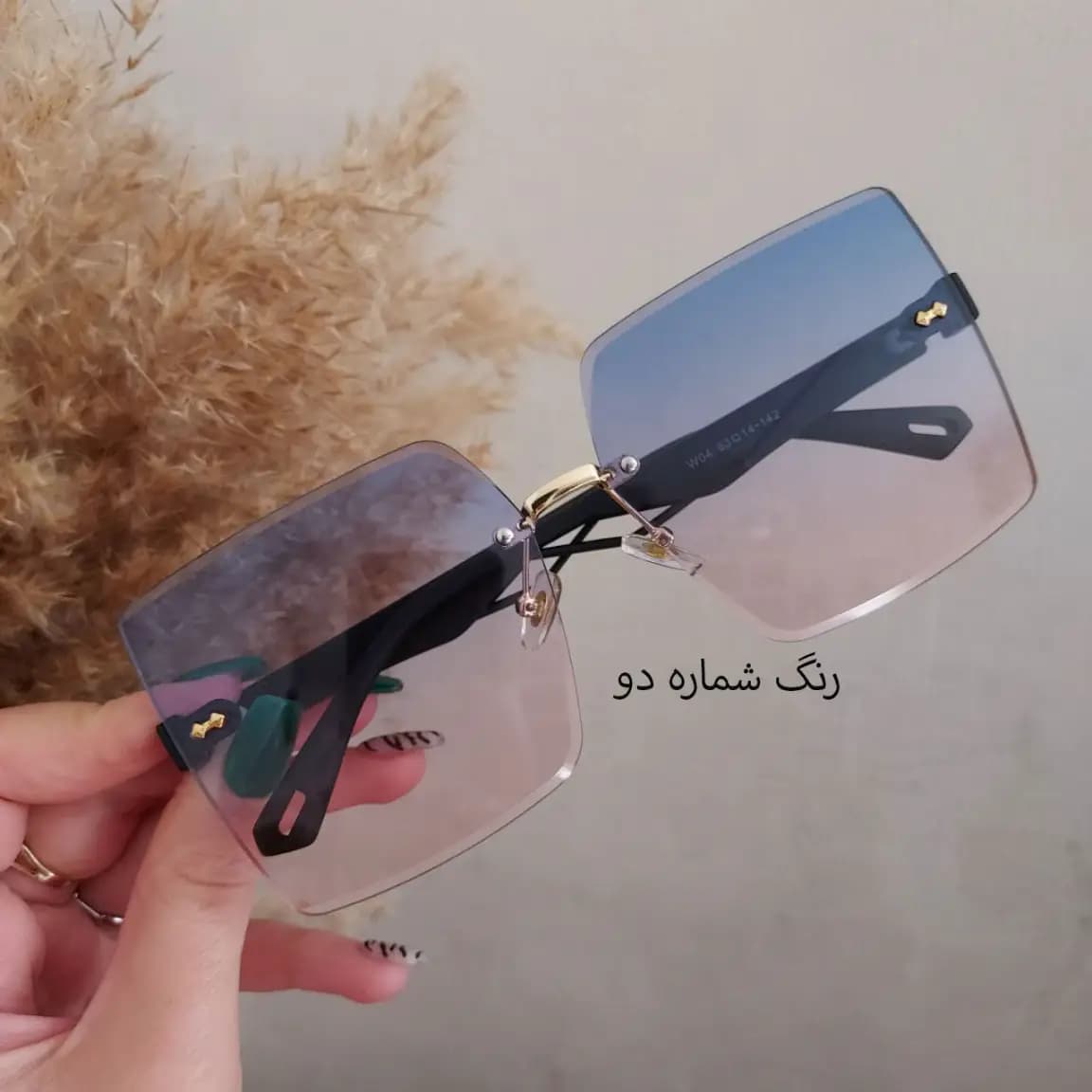 عینک آفتابی زنانه طرح جدید فریم لس مربعی | عینک آفتابی فشن لاکچری با UV400 و کیف زیپدار — تصویر ۳