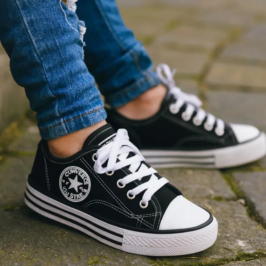 کفش اسپرت بچگانه آلستار مدل Converse | کتانی سبک چسبی بندنما سایز 33 تا 38 با زیره PU