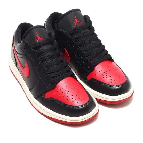 کفش Air Jordan 1 Low Bred مشکی قرمز — تصویر ۴