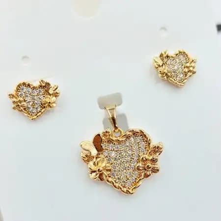 نیم ست گردنبند و گوشواره زنانه و دخترانه ژوپینگ xuping طرح قلب نگین دار ضد حساسیت رنگ ثابت کد amp