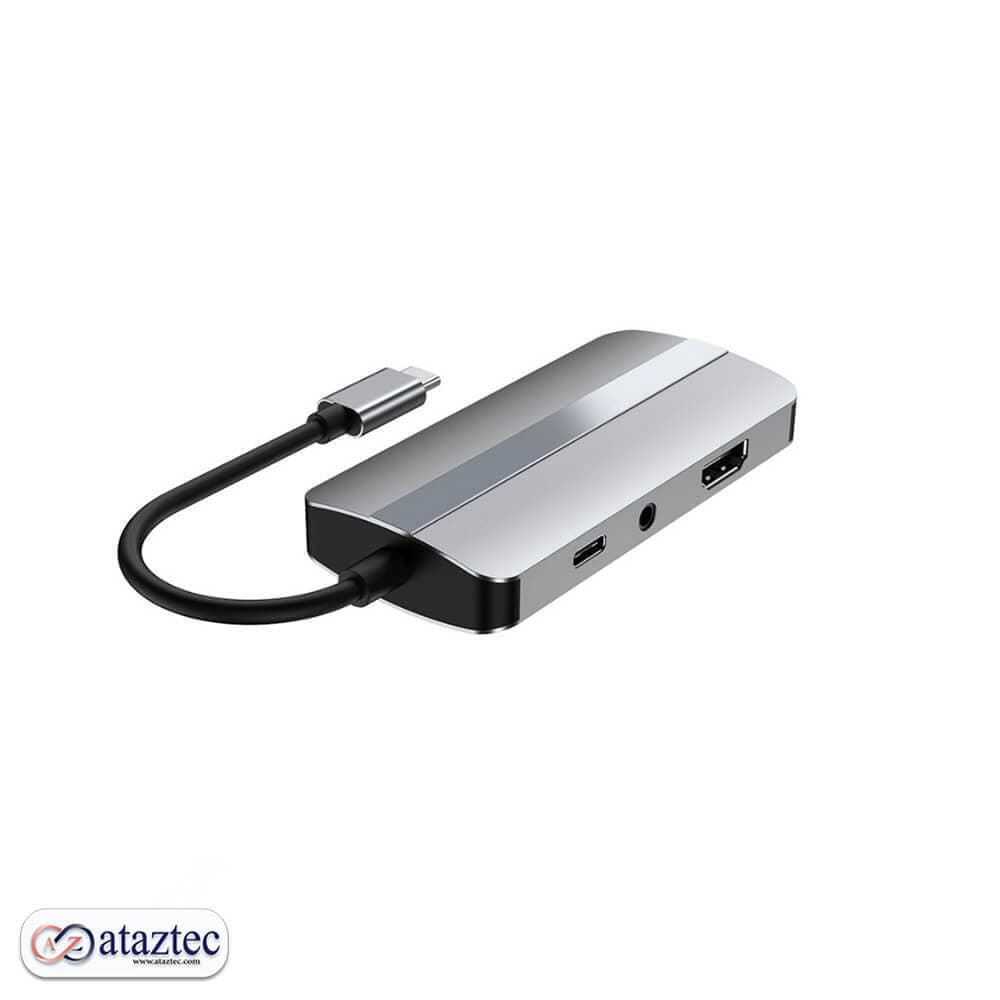 هاب 7 پورت USB-C/Type-C مدل BYL-2106 | دارای پورت USB 3.0 با سرعت 5 گیگابیت بر ثانیه