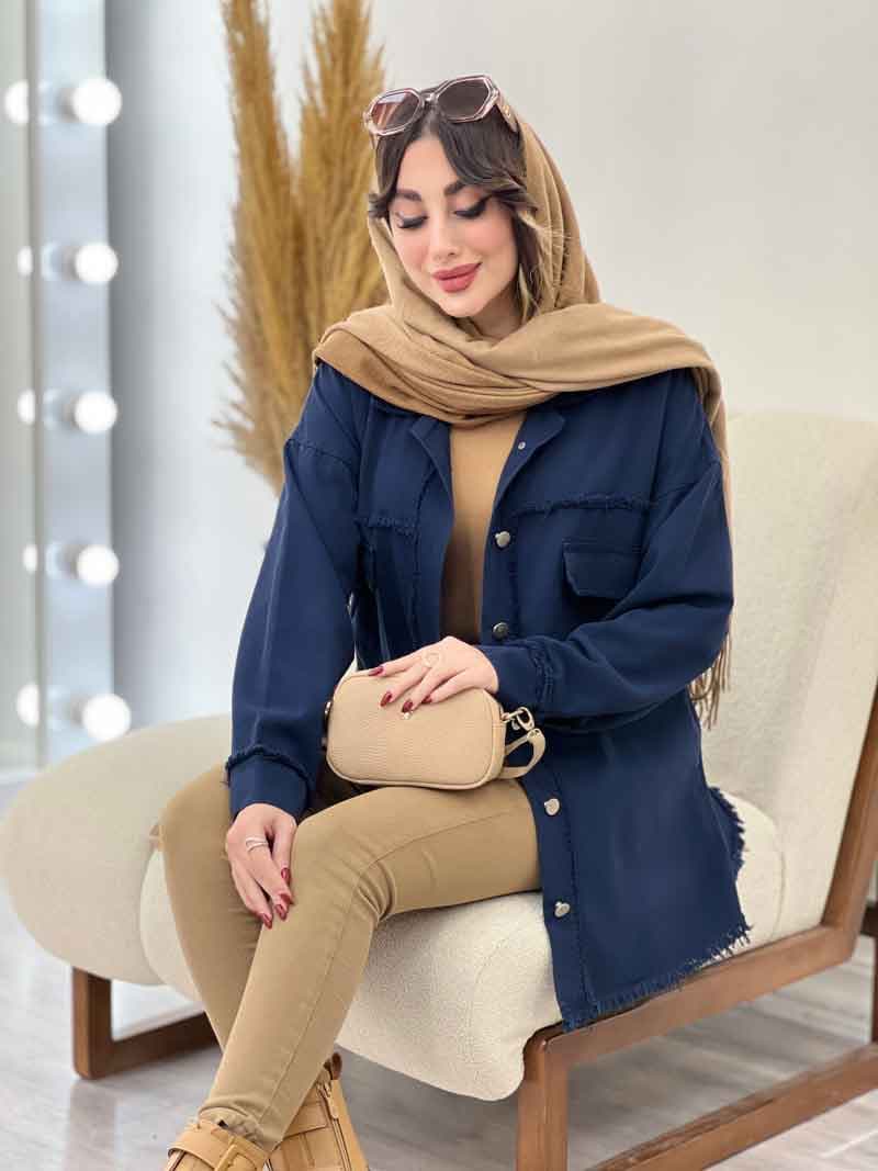 مانتو کتان ریش دار ترلان کد 5504 — تصویر ۵