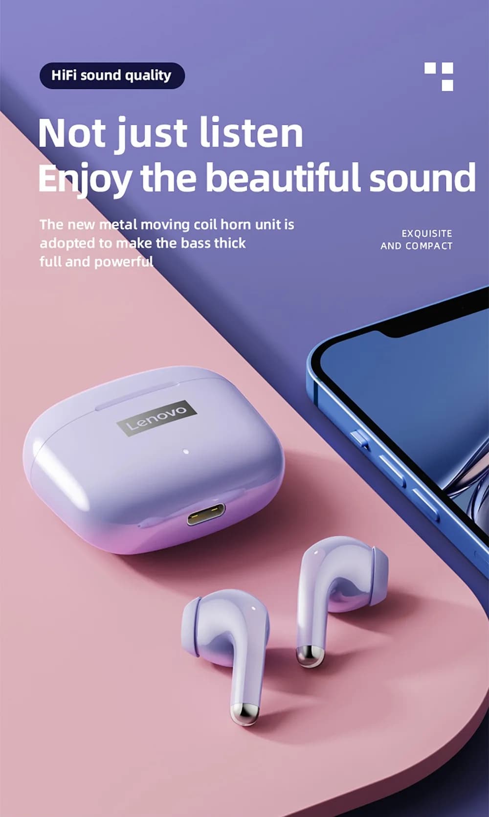 ایرباد بلوتوث لنوو Lenovo LP40 Pro TWS Earphones — تصویر ۴