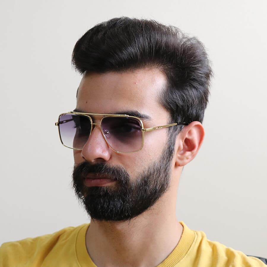عینک آفتابی لاکچری دیتا با فریم مربعی شکل، طلایی رنگ و عدسی قهوهای سایه روشن مدل D2001 — تصویر ۸