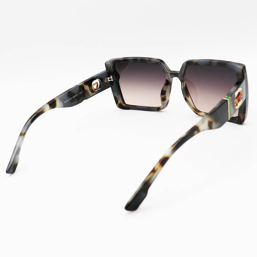 عینک آفتابی مربعی شکل GUCCI با فریم هاوانا، از جنس کائوچو و لنز قهوه ای هایلایت مدل 3374 — تصویر ۳