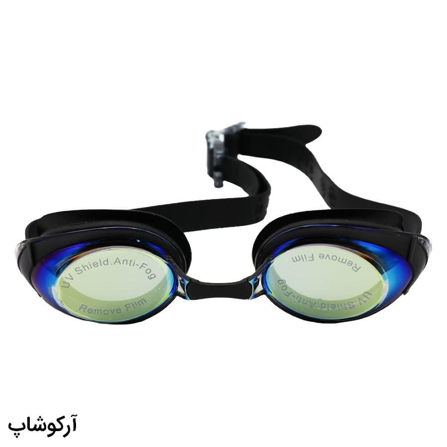 عینک شنا CIMA لنز آینه ای، فریم و بند مشکی رنگ، جنس سیلیکونی به همراه 2 پل بینی مدل CM99 — تصویر ۲