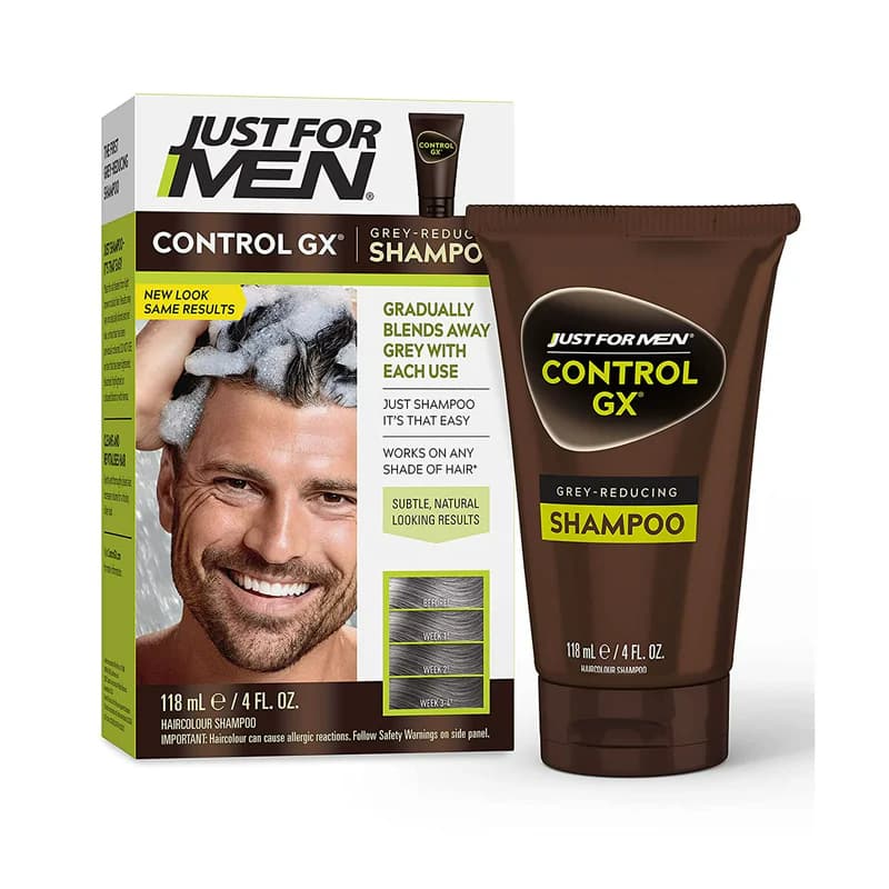 شامپو رفع سفیدی مو جاست فورمن مدل کنترل جی ایکس 118 میل اورجینال بسته بندی جدید | Just For Men Control GX
