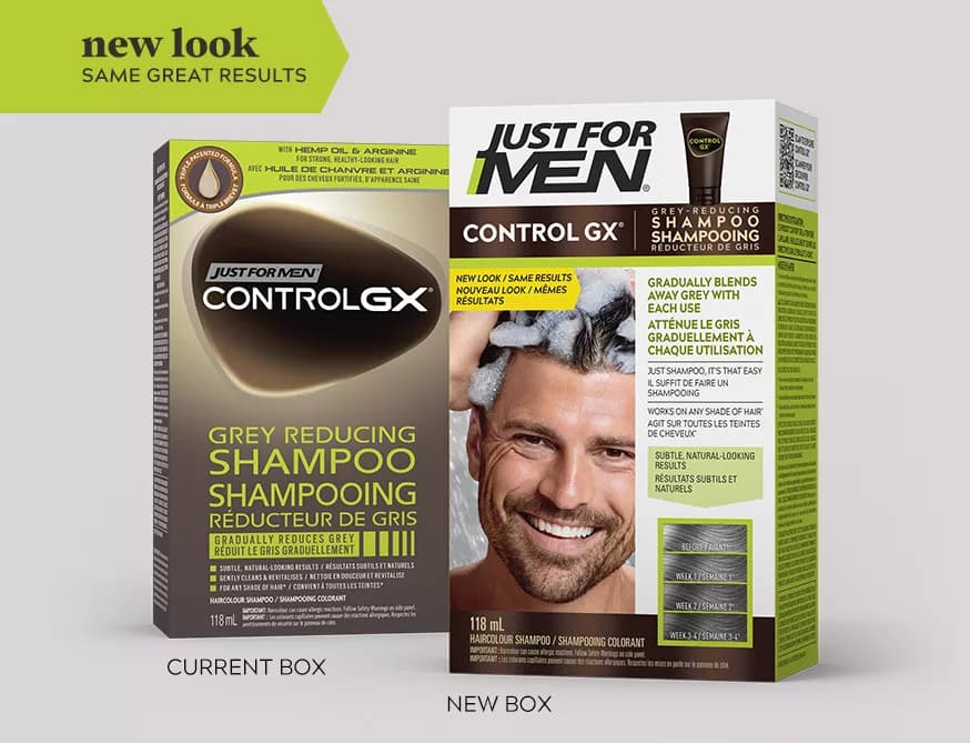 شامپو رفع سفیدی مو جاست فورمن مدل کنترل جی ایکس 118 میل اورجینال بسته بندی جدید | Just For Men Control GX — تصویر ۲