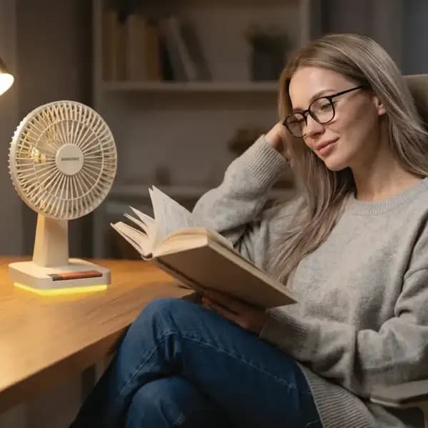 پنکه رومیزی قابلحمل پرودو مدل Porodo Lifestyle Chillo Portable Desk Fan with Oscillating Function & Indicator Lights — تصویر ۴