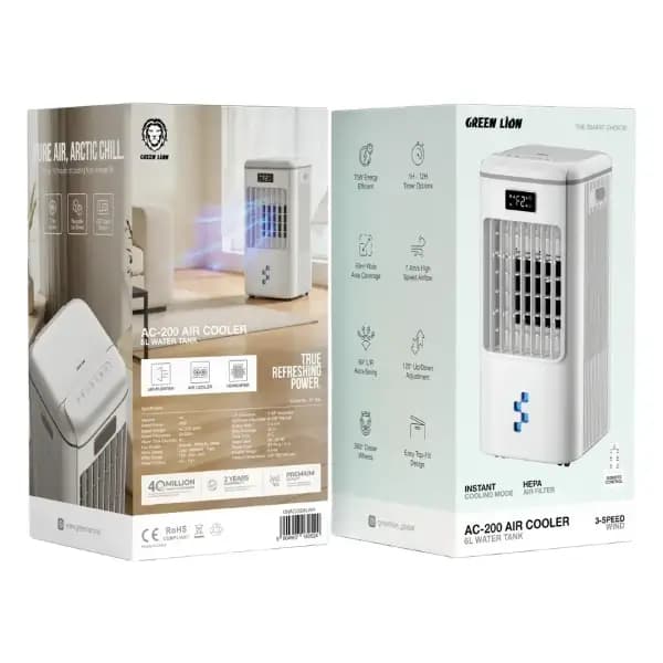 کولر آبی با مخزن آب ۶ لیتری گرین لاین مدل Green Lion AC-200 Air Cooler with 6L Water Tank — تصویر ۳