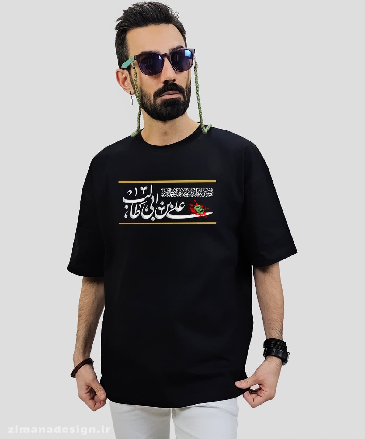 تیشرت لش مردانه و زنانه مذهبی طرح علی بن ابی طالب کد 755 — تصویر ۲