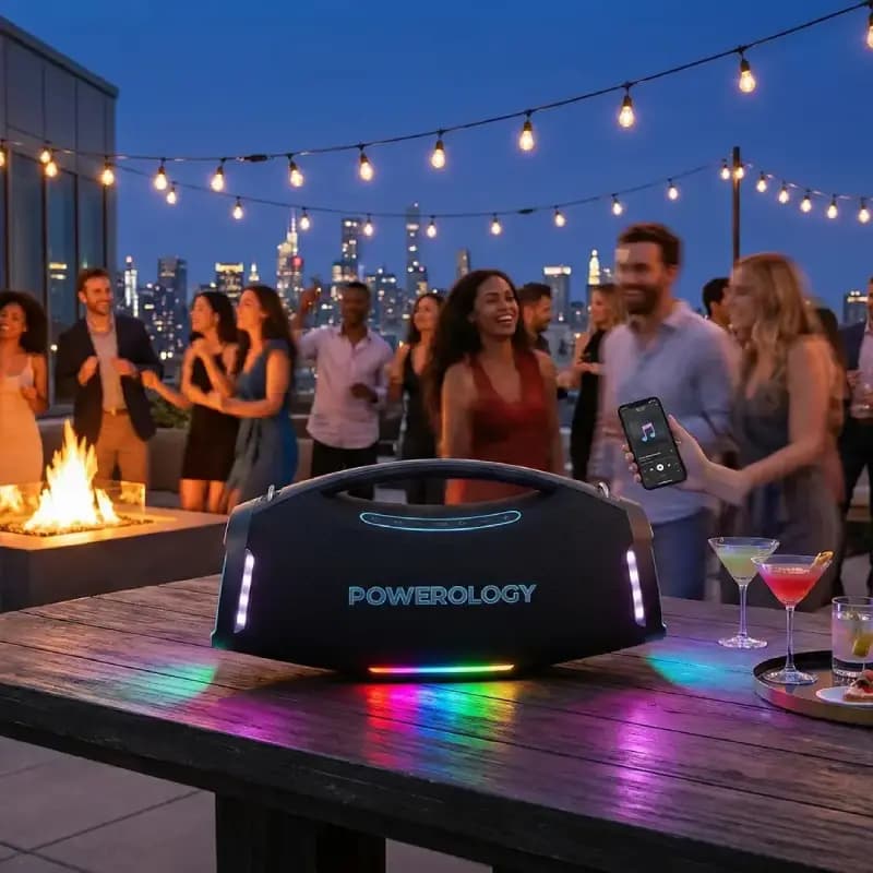 اسپیکر 170 وات بلوتوثی پاورولوژی مدل Powerology Rock RGB PWF9BK — تصویر ۴