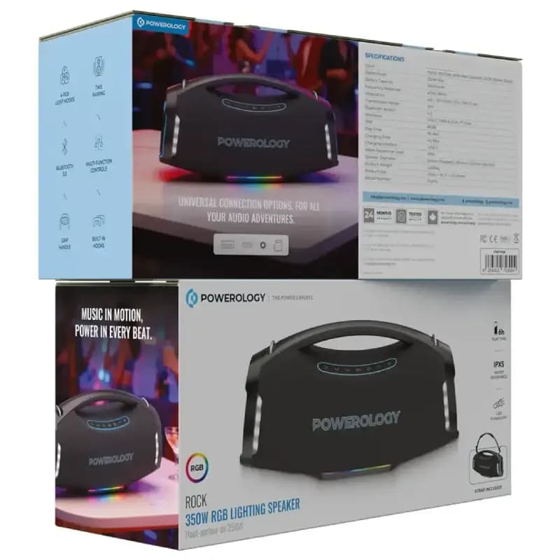 اسپیکر 170 وات بلوتوثی پاورولوژی مدل Powerology Rock RGB PWF9BK — تصویر ۵