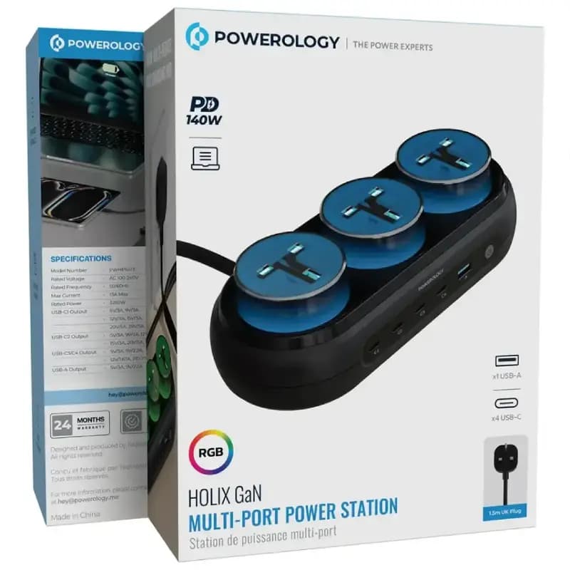 پاور استیشن 160 وات 3 در 1 پاورولوژی مدل Powerology Holix GaN PWHPS413GY — تصویر ۴