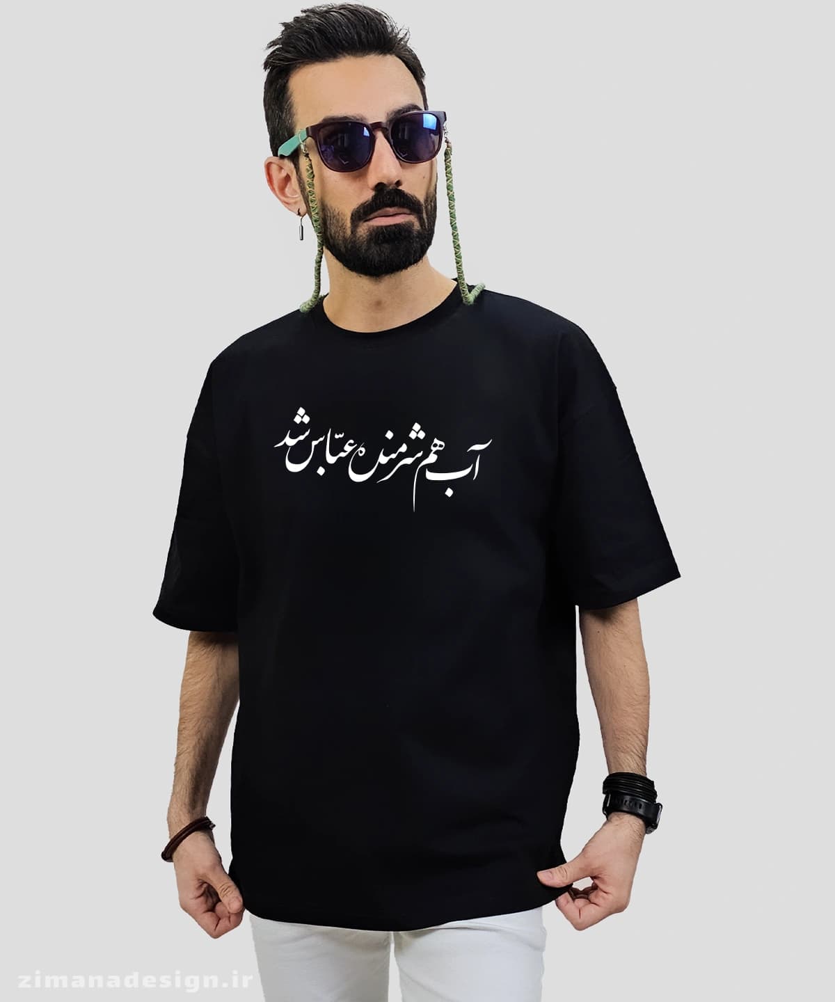 تیشرت لش مردانه و زنانه مذهبی طرح آب هم شرمنده عباس شد کد 719 — تصویر ۲