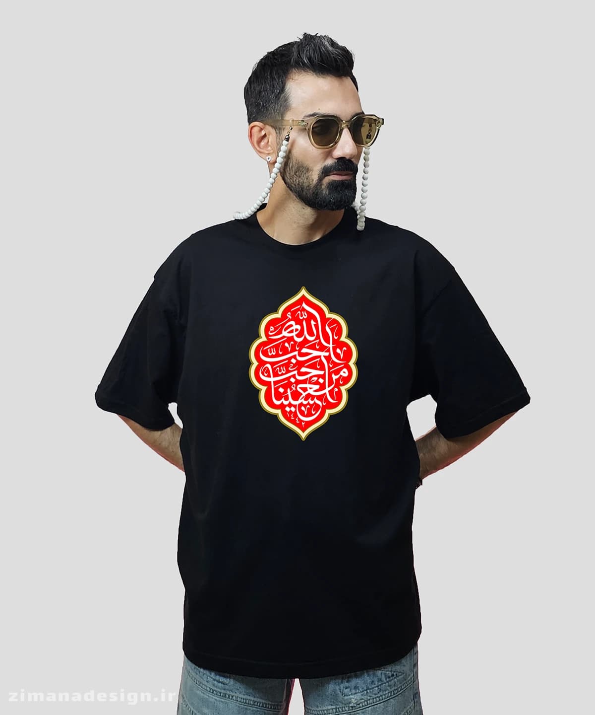 تیشرت لش مردانه و زنانه مذهبی طرح احب الله من احب حسینا کد 698