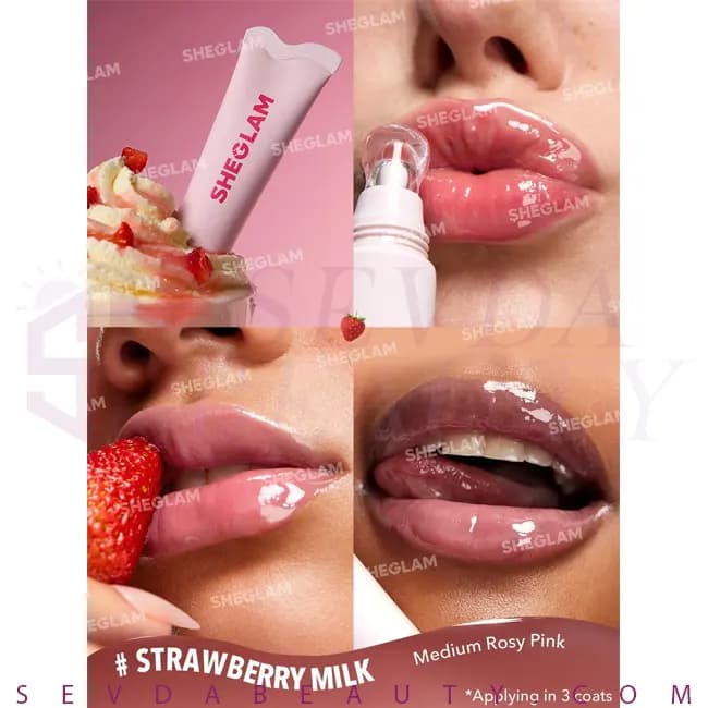 لیپ گلاس کریستالی آبرسان شیگلم رنگ Strawberry Milk — تصویر ۲