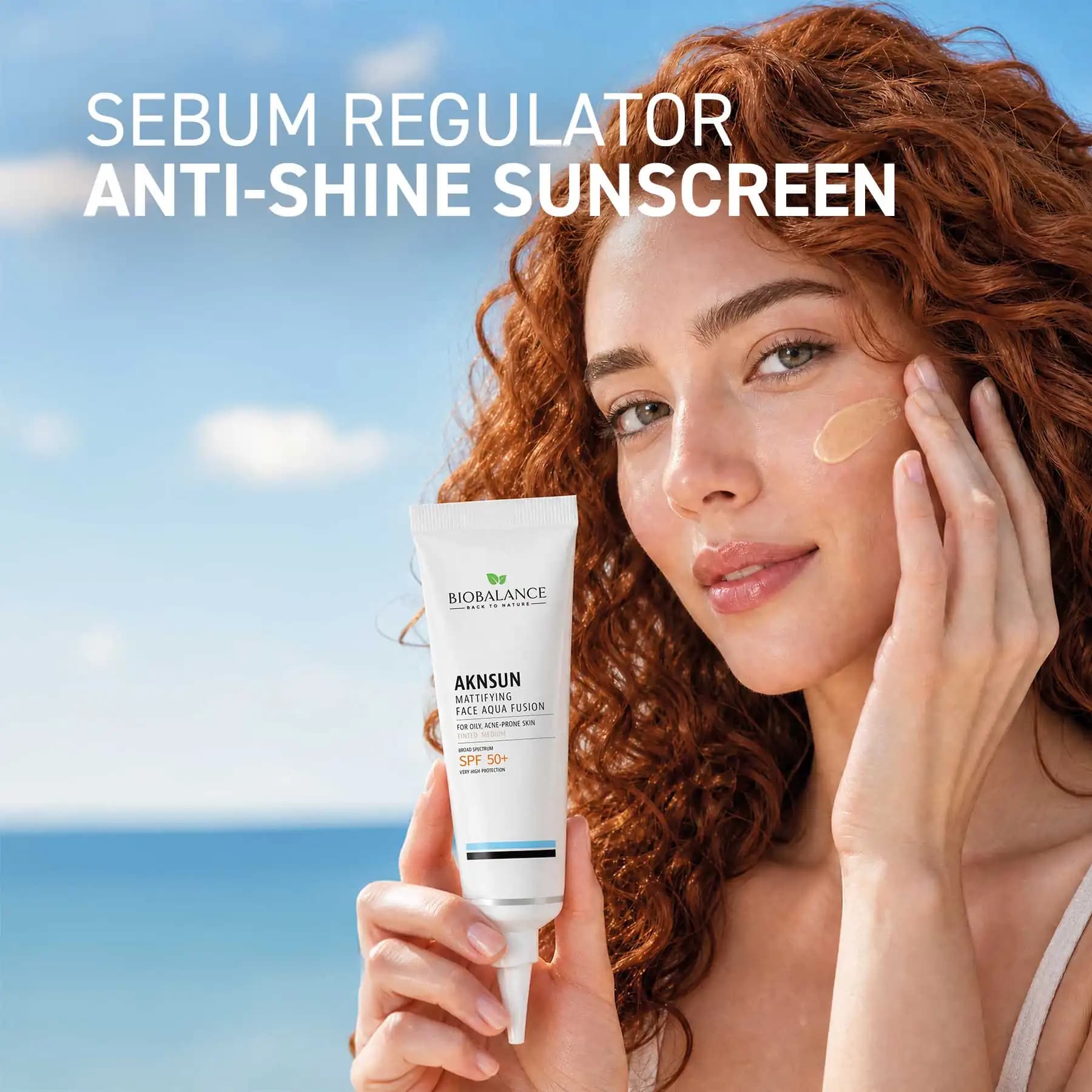 ضد آفتاب رنگی بیوبالانس AKNSUN ماتکننده SPF50+ رنگ Medium حجم ۴۰ میلیلیتر — تصویر ۳