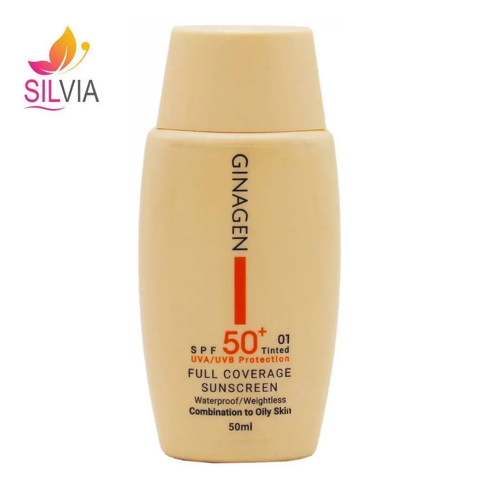 کرم ضد آفتاب رنگی شماره 01 پوست چرب و مختلط SPF50 ژیناژن 50 میل — تصویر ۲