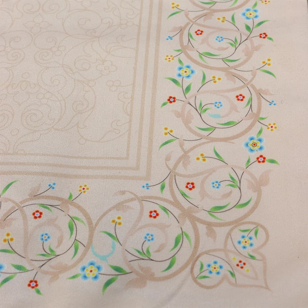 سجاده جانماز مخمل سه تیکه طرح بهشت کرم کد 0588 — تصویر ۲