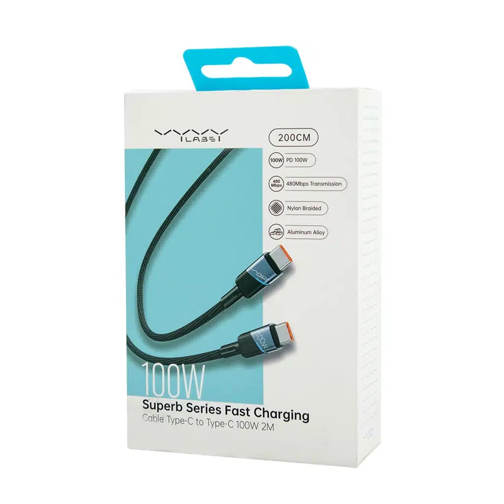 کابل شارژ سریع ۱۰۰ واتی ویوی لبز Vyvylabs VCJLCC101 Cable Superb C TO C 100W 2M — تصویر ۴