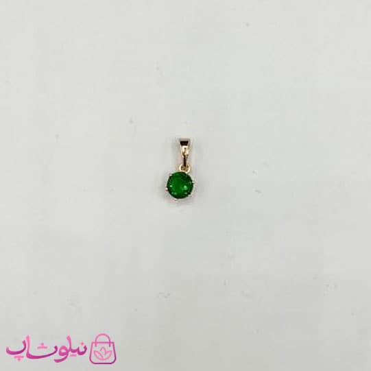 آویز گردنبند زنانه ژوپینگ طرح تک نگین سبز ظریف قطر 6 میل کد 120